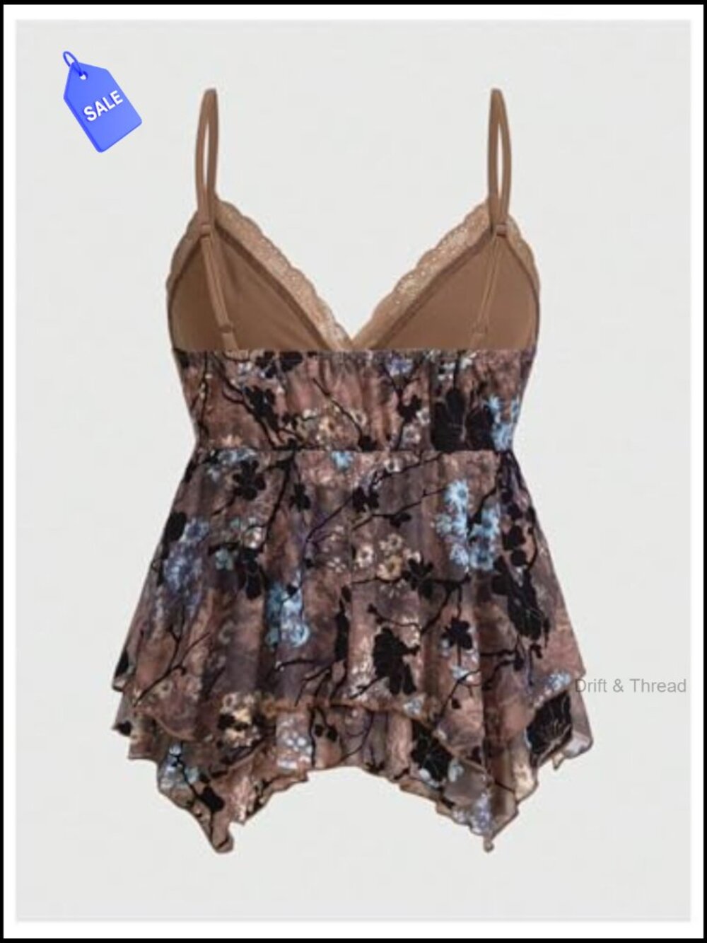 Y2K Babydoll Tank Top Floral Lace Mesh Going Out Top - Picture 2 of 5